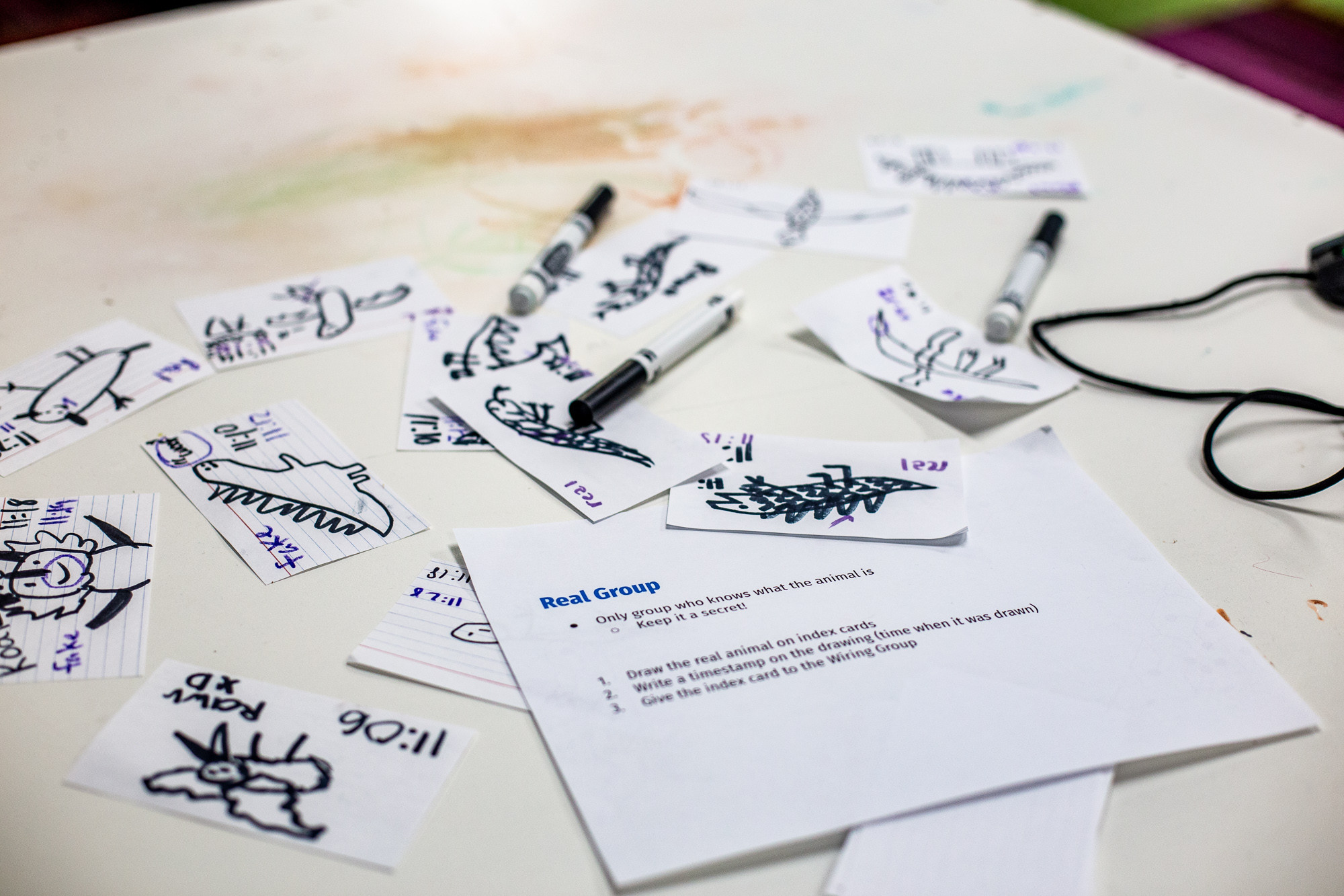 drawings on index cards